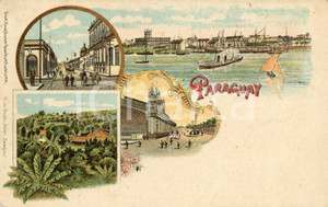1901 PARAGUAY Vedutine - Cartolina postale ILLUSTRATA FP VG  Cartolina postale d'epoca, viaggiata.CONDIZIONI: POOR (abrasione al verso)FORMATO: FP    originale e autentica 1