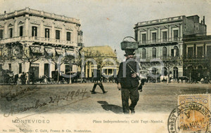 1904 MONTEVIDEO (URUGUAY) Plaza Indipendencia - Café Tupi Nambà - Tarjeta postal  Cartolina postale d'epoca, viaggiata.CONDIZIONI: FFORMATO: FP    originale e autentica 1