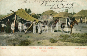 1907 URUGUAY Pueblo de la campaña - Tarjeta postal FP VG  Cartolina postale d'epoca, viaggiata.CONDIZIONI: FFORMATO: FP    originale e autentica 1