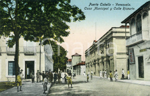 1910 ca PUERTO CABELLO (VENEZUELA) Casa Municipal y Calle Ricaurte - ANIMATA  Cartolina postale d'epoca, non viaggiata.CONDIZIONI: GFORMATO: FP    originale e autentica 1