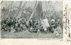 1903 OROCOPICHE (VENEZUELA) Misionero entre los indios - Cartolina ANIMATA FP VG  Cartolina postale d'epoca, viaggiata.Timbro di Alejandro Puig Padron (Libreria Espa&ntilde;ola, Caracas).CONDIZIONI: FAIR (macchia al lato sinistro e piccola piegatura angolare)FORMATO: FP    originale e autentica 1