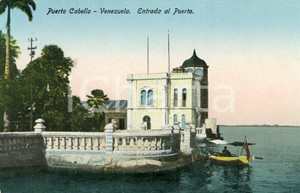 1910 ca PUERTO CABELLO (VENEZUELA) Entrada al puerto *Cartolina ANIMATA barca FP  Cartolina postale d'epoca, cromolitografica, non viaggiata.CONDIZIONI: GFORMATO: FP    originale e autentica 1