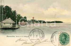1905 ca MARACAIBO (VENEZUELA) Baños en El Milagrò - Tarjeta postal  Cartolina postale d'epoca, viaggiata.CONDIZIONI: GFORMATO: FP    originale e autentica 1