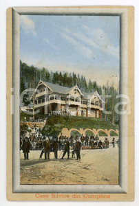 1910 ca CUMPĂNA (ROMANIA) Casa Silvica - Cromo ANIMATED old postcard Cartolina postale d'epoca, viaggiata.CONDIZIONI: POOR (ampia piegatura all'angolo inferiore destro; abrasioni angolari; macchia al lato destro)FORMATO: FP    originale e autentica 1