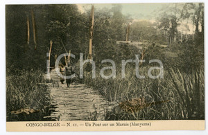 1910 ca CONGO BELGE - MANYEMA Un pont sur un marais - Vintage postcard FP NV  Cartolina postale d'epoca, non viaggiata.CONDIZIONI: FAIRFORMATO: FP    originale e autentica 1