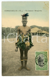 1912 CONGO BELGE Un danseur MONGLETTA - Vintage postcard FP VG  Cartolina postale d'epoca, viaggiata.CONDIZIONI: FAIRFORMATO: FP    originale e autentica 1