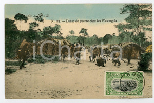 1911 CONGO BELGE Danse de guerre chez les Wasongola - Vintage Postcard FP NV  Cartolina postale d'epoca, viaggiata.CONDIZIONI: FAIRFORMATO: FP    originale e autentica 1