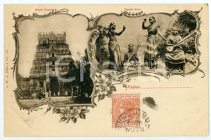 1900 ca CEYLON - SRI LANKA Nauch girls - Hindo Temple - Vintage Postcard FP VG Cartolina postale d'epoca, viaggiata. CONDIZIONI: FAIRFORMATO: FP    originale e autentica 1