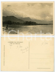 1930 ca C. ZAGOURSKI «L'Afrique qui disparaît» Lac EDOUARD - Postcard n°207  Fotocartolina postale d'epoca, appartenente alla serie &laquo;L'Afrique qui dispara&icirc;t&raquo; del fotografo Casimir Zagourski (L&eacute;opoldville).N&deg; 207, non viaggiata.CONDIZIONI: GFORMATO: 14x9 cm     originale e autentica 1