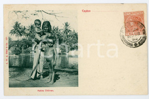 1903 CEYLON - SRI LANKA Native children - Vintage Postcard FP VG Cartolina postale d'epoca, viaggiata. CONDIZIONI: FAIRFORMATO: FP    originale e autentica 1