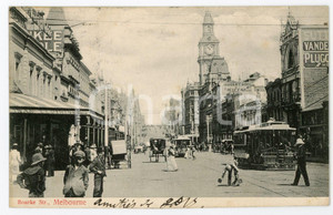 1908 MELBOURNE (AUSTRALIA) Bourke Street - Vintage Postcard FP VG Cartolina postale d'epoca, viaggiata. CONDIZIONI: FAIRFORMATO: FP    originale e autentica 1