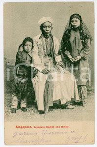 1907 SINGAPORE Javanese Hadjee and family - Vintage Postcard FP VG Cartolina postale d'epoca, non viaggiata.CONDIZIONI: FAIRFORMATO: FP    originale e autentica 1