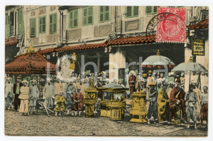1911 SINGAPORE Market day - Vintage Postcard FP VG Cartolina postale d'epoca, viaggiata.CONDIZIONI: FAIRFORMATO: FP    originale e autentica 1