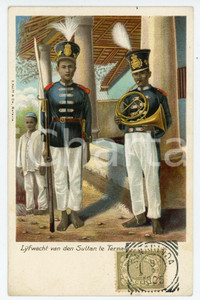1905 BATAVIA - DUTCH EAST INDIES Bodyguards of the Sultan of TERNATE Postcard FP Cartolina postale d'epoca, viaggiata.CONDIZIONI: FAIRFORMATO: FP    originale e autentica 1