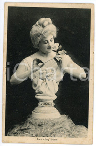 1910 LES CINQ SENS L'odorat - Statue de femme - Carte postale FP NV  Cartolina postale d'epoca, viaggiata. CONDIZIONI: FAIR (lievi piegature agli angoli)FORMATO: FP    originale e autentica 1