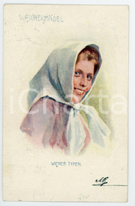 1901 WIEN - WIENER TYPE Waschermadel - Woman with shawl - Postcard FP  Cartolina postale d'epoca, viaggiata. FAIR/discreto Lievi segni di usura Formato: FP originale e autentica 1