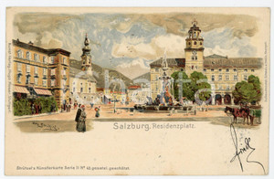 1901 SALZBURG Residenzplatz ILLUSTRATED Postcard FP VG  Cartolina postale, viaggiata. FAIR/discreto Lievi smussature agli angoli Formato: FP originale e autentica 1