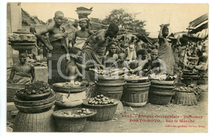 1910 ca PORTO-NOVO (DAHOMEY, AFRIQUE Occidentale) Marché - Carte postale ANIMEE  Cartolina postale d'epoca, non viaggiata.CONDIZIONI: GFORMATO: FP    originale e autentica 1