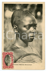 1920 ca CONGO BELGE Femme MAKELE (ARUWIMI) - DAMAGED ethnic postcard  Cartolina postale d'epoca, viaggiata.CONDIZIONI: VERY POOR (lievi abrasioni al verso, piccolo strappo al lato destro, piegatura al lato superiore)FORMATO: FP    originale e autentica 1