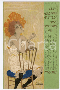 1901 ART NOUVEAU Raphael KIRCHNER Cigarettes du monde VI MUSETTE *RARE postcard  Rara cartolina postale d'epoca, opera dell'artista e illustratore Raphael Kirchner, viaggiata.CONDIZIONI: GFORMATO: FP    originale e autentica 1