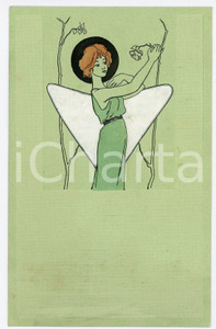 1901 ART NOUVEAU Woman with flower - ILLUSTRATED embossed postcard  Pregevole cartolina postale d'epoca, illustrata, viaggiata.CONDIZIONI: GFORMATO: FP    originale e autentica 1