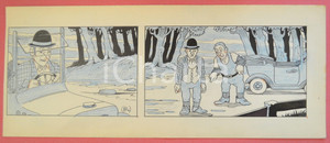 1950 ca DUTCH COMIC by A. REUVERS Original comic strip n.84 - ORIGINAL ART Striscia a fumetti d'epoca, originale e autentica. Disegno originale a china di A. Reuvers.EDITORE: Omnium PressCONDIZIONI: FAIRDIMENSIONI: 31x12 cm    originale e autentica 1