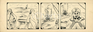 1940ca DRUMPIE'S DOLLE ADVENTUREN Comic strip 71 - A. REUVERS Original art RARE Striscia a fumetti d'epoca, originale e autentica. Disegno originale a china firmato A. Reuvers. EDITORE: Omnium PressCONDIZIONI: POOR (profonda piegatura all'angolo inferiore sinistro, bruniture diffuse, piccolo strappo al margine sinistro)DIMENSIONI: 30x11 cm    originale e autentica 1