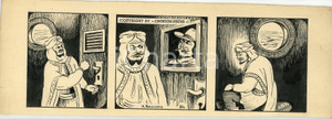1940ca DRUMPIE'S DOLLE ADVENTUREN Comic strip 84 - A. REUVERS Original art RARE Striscia a fumetti d'epoca, originale e autentica. Disegno originale a china firmato A. Reuvers. EDITORE: Omnium PressCONDIZIONI: POOR (strappo e piegatura al margine sinistro) DIMENSIONI: 30x11 cm    originale e autentica 1