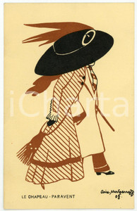 1908 FRANCE Le chapeu-paravent - Illustration de Aris MERTZANOFF Carte postale Cartolina postale d'epoca, non viaggiata.CONDIZIONI: FAIRFORMATO: FP    originale e autentica 1