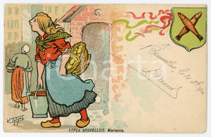 1900 BRUXELLES - BELGIQUE Types bruxellois - Marianne - Carte postale ILLUSTRÉE  Cartolina postale d'epoca, viaggiata. FAIR/discreto Smussature agli angoli e piegatura all'angolo inferiore destro Formato: FP originale e autentica 1