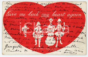 1907 BELGIUM Give me back my heart again ILLUSTRATED Postcard FP VG  Cartolina d'epoca, viaggiata. FAIR/discreto smussature agli angoli Formato: FP originale e autentica 1
