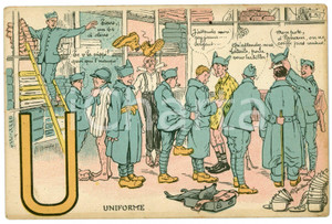 1920 ca ALPHABET Letter U - Uniform - Soldiers ILLUSTRATED Postcard FP NV  Cartolina postale d'epoca, non viaggiata ma con nota manoscritta al verso. FAIR/discreto Lievi smussature agli angoli Formato: FP originale e autentica 1