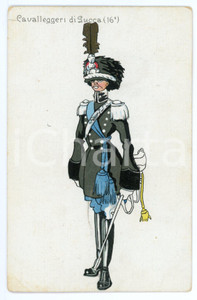 1943 REGIO ESERCITO Cavalleggeri di Lucca 16Â° Reggimento Cartolina ILLUSTRATA  Cartolina d'epoca, non viaggiata. VERY POOR/gravemente danneggiato Lievi smussature agli angoli, strappo centrale in prossimitÃ  del volto del soggetto ritratto Formato: FP originale e autentica 1