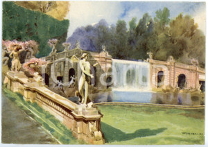 1942 CASERTA Regia Accademia Aeronautica - Fontana di Eolo - Cartolina FG NV  Cartolina postale d'epoca, non viaggiata.Illustrazione di Riccobaldi.CONDIZIONI: POOR (abrasioni al verso)FORMATO: FG    originale e autentica 1