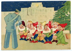 1939 LIVORNO Regia Accademia Navale - Militare e sette nani *Cartolina FG VG  Cartolina postale d'epoca, viaggiata.CONDIZIONI: POOR (strato di carta velina incolllato al verso)FORMATO: FG    originale e autentica 1