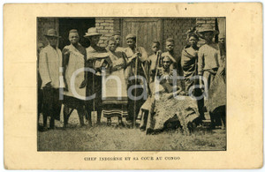 1930 ca CONGO BELGE - AFRIQUE Chef indigene et sa cour - Carte postale FP NV  Cartolina postale d'epoca, non viaggiata.CONDIZIONI: FAIR (smussature agli angoli)FORMATO: FP    originale e autentica 1