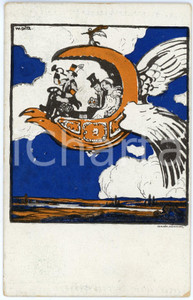 1920 ca MARRIAGE Newlyweds in flight with mechanical doves ILLUSTRATED Postcard  Cartolina postale d'epoca, non viaggiata.ILLUSTRAZIONE: W. DitzCONDIZIONI: FAIR (lievi smussature agli angoli)FORMATO: FP    originale e autentica 1