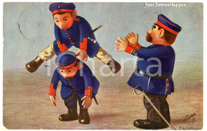 1911 Artist Fritz HILDEBRAND Soldatenpuppen - Zwei Jammerlappen - Postkarte  Cartolina postale d'epoca, viaggiata. FAIR/discreto Smussature agli angoli Formato: FP originale e autentica 1