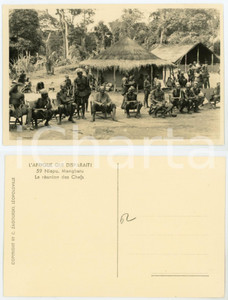 Cartolina originale da collezione 1930 C. ZAGOURSKI Â«L Afrique qui disparaÃ®tÂ» NIAPU  RÃ©union des chefs MANGBETU 1