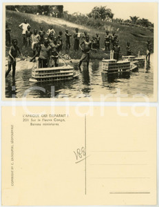 1930 C. ZAGOURSKI «L'Afrique qui disparaît» Fleuve Congo, bateau miniatures  Fotocartolina postale d'epoca, appartenente alla serie &laquo;L'Afrique qui dispara&icirc;t&raquo; del fotografo Casimir Zagourski (L&eacute;opoldville).N&deg;201, non viaggiata.CONDIZIONI: GFORMATO: 14x9 cm    originale e autentica 1