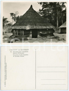 1930 ca C. ZAGOURSKI «L'Afrique qui disparaît»  Maison M'BOUAKA *Postcard n.53  Fotocartolina postale d'epoca, appartenente alla 2^ serie &laquo;L'Afrique qui dispara&icirc;t&raquo; del fotografo Casimir Zagourski (L&eacute;opoldville).N&deg; 53, non viaggiata.CONDIZIONI: GFORMATO: 14x9 cm    originale e autentica 1
