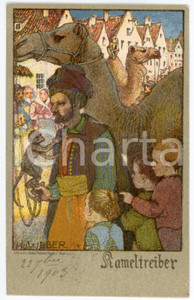 1903 Artist H. J WEBER Kameltreiber - Camel driver with monkey - Postcard FP VG  Cartolina postale d'epoca, viaggiata. GOOD/buono  Formato: FP originale e autentica 1