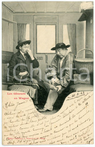 1903 HUMOUR Les gêneurs en wagon - Postcard A. BERGERET CPA (1)  Cartolina postale d'epoca, viaggiata, appartenente alla celebre serie di Bergeret dedicata ai comportamenti che disturbano o imbarazzano in treno. GOOD/buono  Formato: 9x14 cm originale e autentica 1