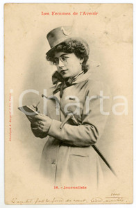 1903 FRANCE HUMOUR Les femmes de l'avenir - Journaliste - Postcard n° 16  Cartolina postale d'epoca, viaggiata.Si tratta di una serie che immaginava le donne del futuro nei mestieri che, all'epoca, erano riservati agli uomini.EDITORE: A. Bergeret - Nancy GOOD/buono  Formato: 9x14 cm originale e autentica 1