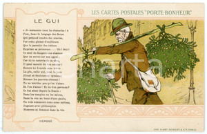 1909 LES CARTES POSTALES PORTE-BONHEUR Le gui - Lucky mistletoe - Postcard  Cartolina postale d'epoca, viaggiata.CONDIZIONI: F (piegatura all'angolo inferiore sinistro e al lato sinistro)FORMATO: FP    originale e autentica 1