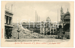 1902 VENEZIA Rovine del campanile di San Marco - Cartolina FP VG  Cartolina postale d'epoca, viaggiata. FAIR/discreto Lievi smussature agli angoli Formato: FP originale e autentica 1