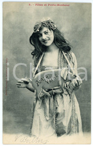 1907 FÊTES ET PORTE-BONHEUR Girl with a lucky pig toy - Postcard FP VG  Cartolina postale d'epoca, viaggiata.CONDIZIONI: fairFORMATO: FP    originale e autentica 1