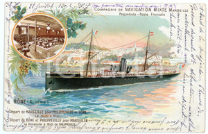 1902 BÔNE - ALGERIE Compagnie de Navigation Mixte, Marseille - Carte postale FP  Cartolina postale d'epoca, viaggiata.CONDIZIONI: FAIRFORMATO: FP    originale e autentica 1