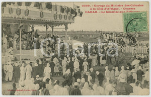 1908 DAKAR (SENEGAL) Voyage du Ministre des Colonies - Carte postale ANIMEE Cartolina postale d'epoca, viaggiata.CONDIZIONI: FAIR (piegatura angolare)FORMATO: FP    originale e autentica 1