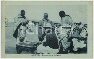 1922 ASMARA (ERITREA ITALIANA) Cambiavalute indigeno - Cartolina ANIMATA  Cartolina postale d'epoca, con timbro datario al recto.CONDIZIONI: FAIR (piccole piegature angolari)FORMATO: FPEDITORE: P. Beltrami - Asmara    originale e autentica 1